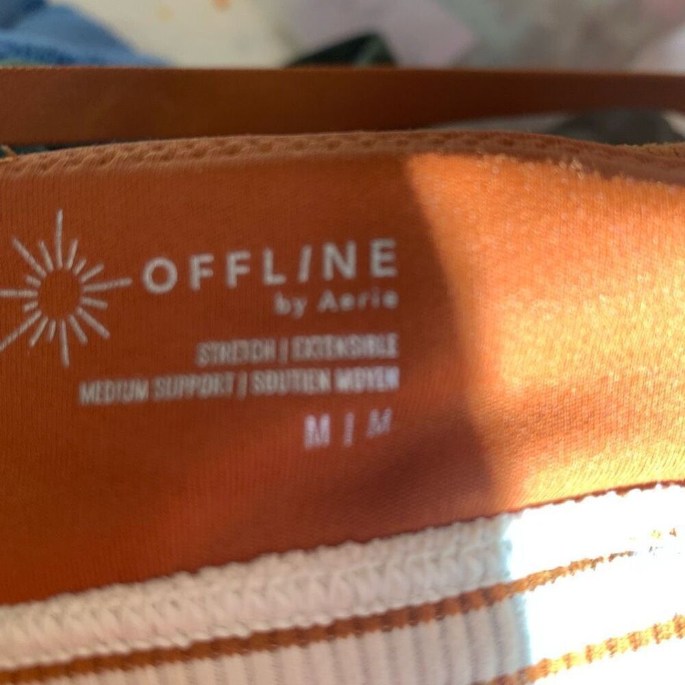 Offline by Aerie Ribbed Scoop Stretchy Sportsbra Orange Medium Support Medium - Picture 3 of 11